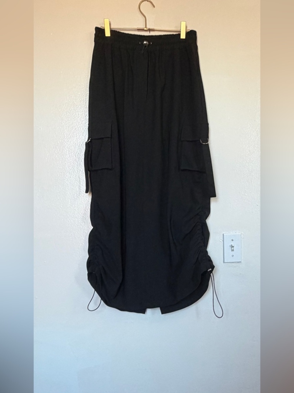 Zara Black High-Low Cargo Midi Skirt